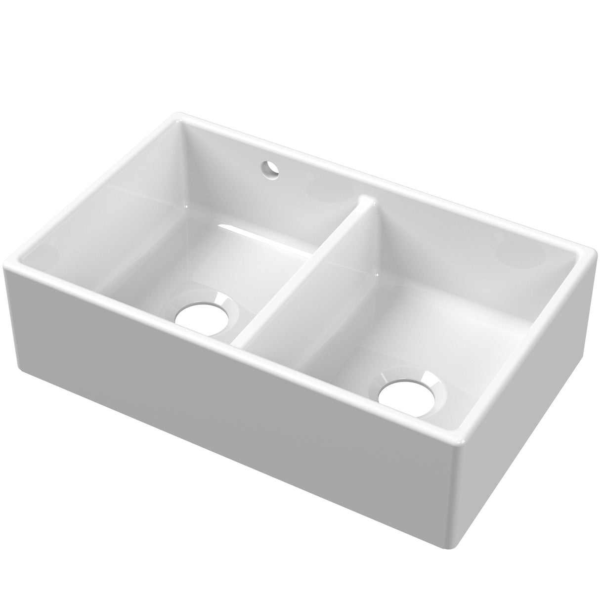 Nuie 2.0 Bowl Butler Sink With Stepped Weir & Overflow 795 x 500 x 220mm - White BU111AS32D