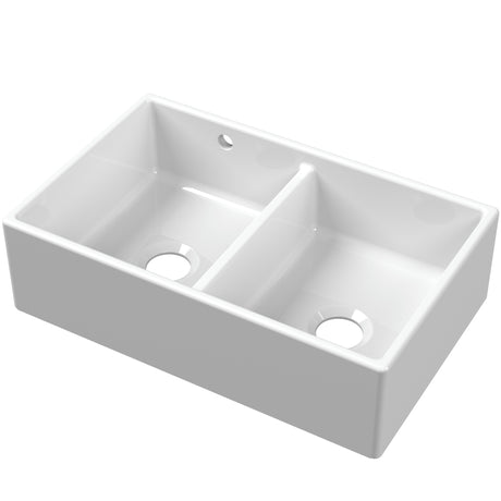 Nuie 2.0 Bowl Butler Sink With Stepped Weir & Overflow 795 x 500 x 220mm - White BU111AS32D