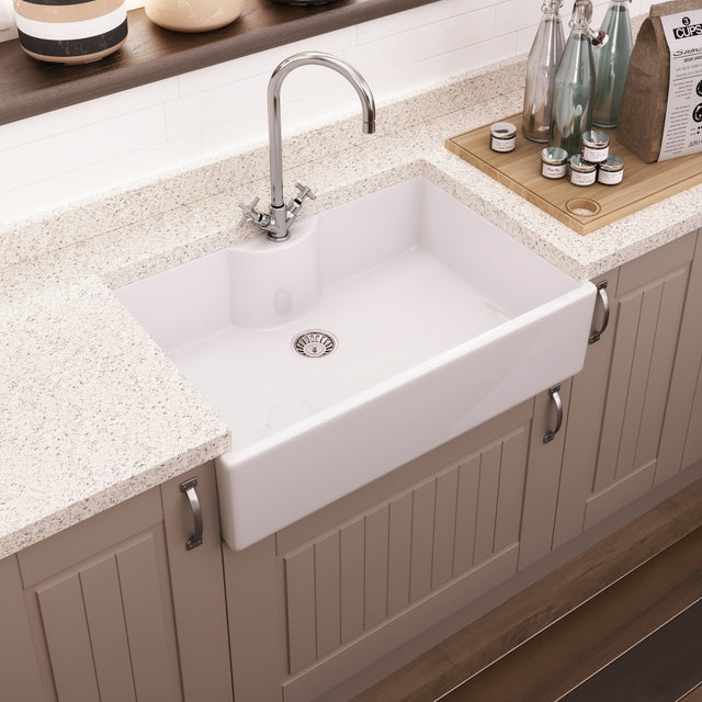 Nuie Butler Sink With Central Waste & Tap Ledge 795 x 500 x 220mm - White BU12032 LS