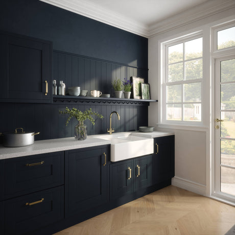 Nuie 2.0 Bowl Butler Sink With Flush Weir 795 x 500 x 220mm - White BU120AF32D LS3