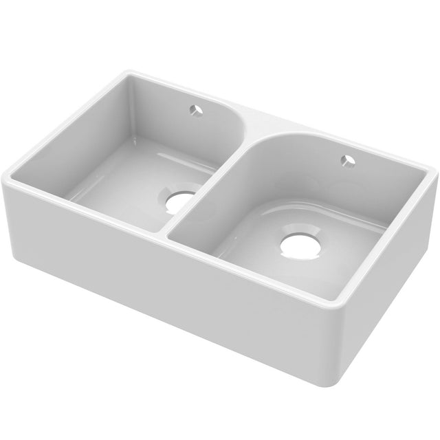 Nuie 2.0 Bowl Butler Sink With Flush Weir & Overflow 795 x 500 x 220mm - White BU121AF32D