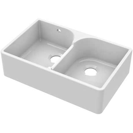 Nuie 2.0 Bowl Butler Sink With Stepped Weir & Overflow 795 x 500 x 220mm - White BU121AS32D