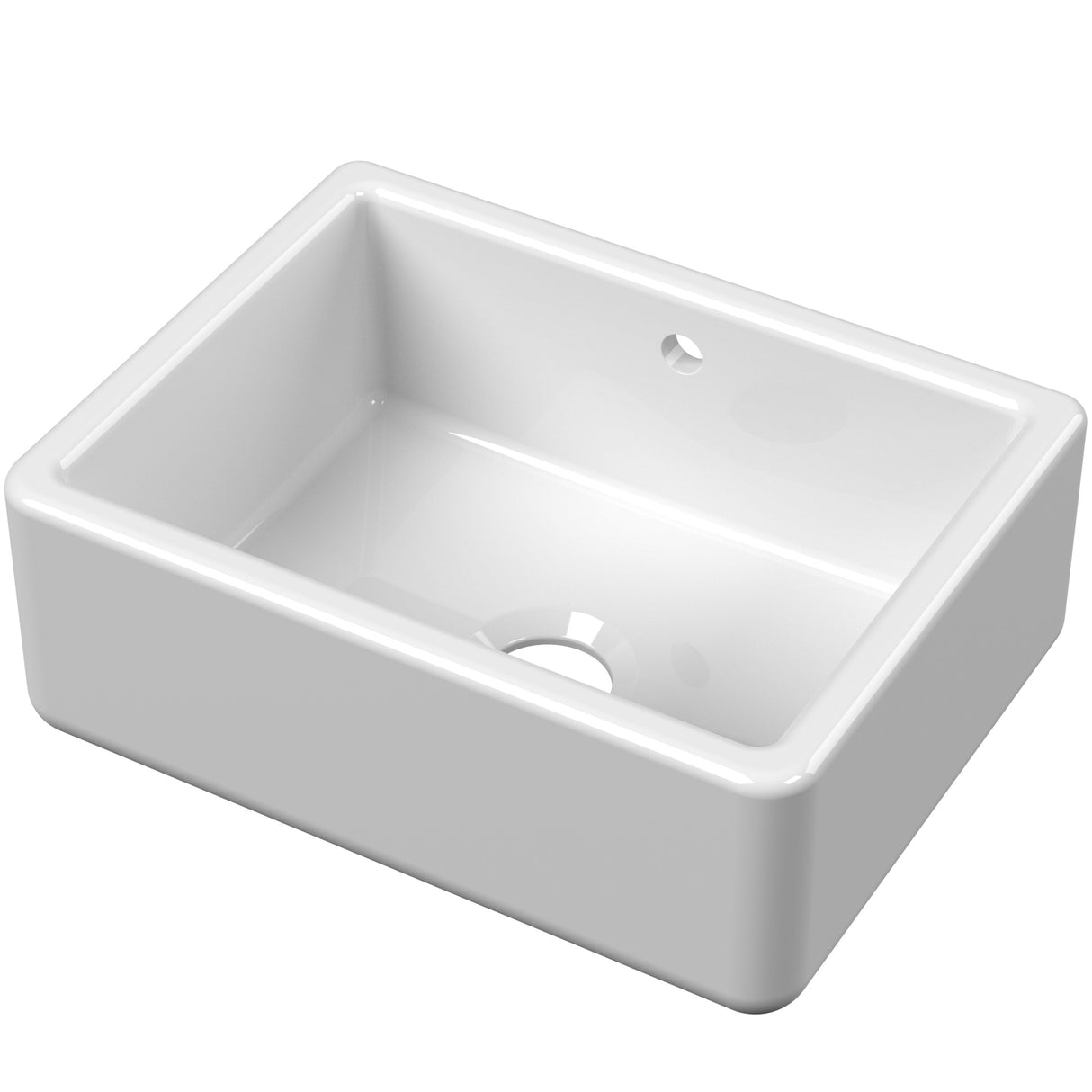 Nuie Traditional Thick Edge Butler Sink With Central Waste & Overflow 595 x 450 x 220mm - White BU17124