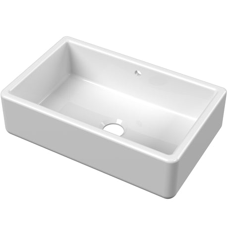 Nuie Traditional Thick Edge Butler Sink With Central Waste & Overflow 795 x 500 x 220mm  - White BU17132