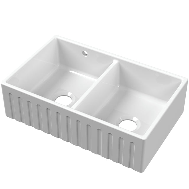 Nuie Deco 2.0 Bowl Butler Sink With Stepped Weir & Overflow 795 x 500 x 220mm - White BUF111AS32D