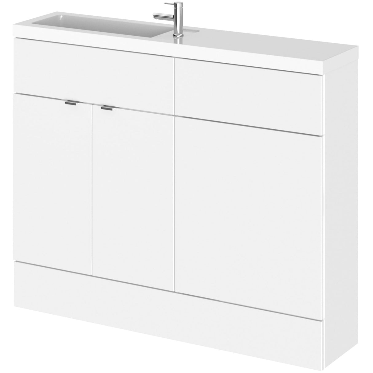 Hudson Reed Fusion Slimline Toilet & Basin Suite, 2 Door Vanity Unit (600mm), W1100mm Gloss White CBI101