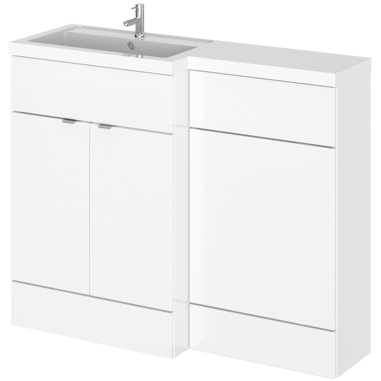 Hudson Reed Fusion Full Depth Toilet & Basin Suite, 2 Door Vanity Unit (600mm), W1100mm Gloss White CBI102