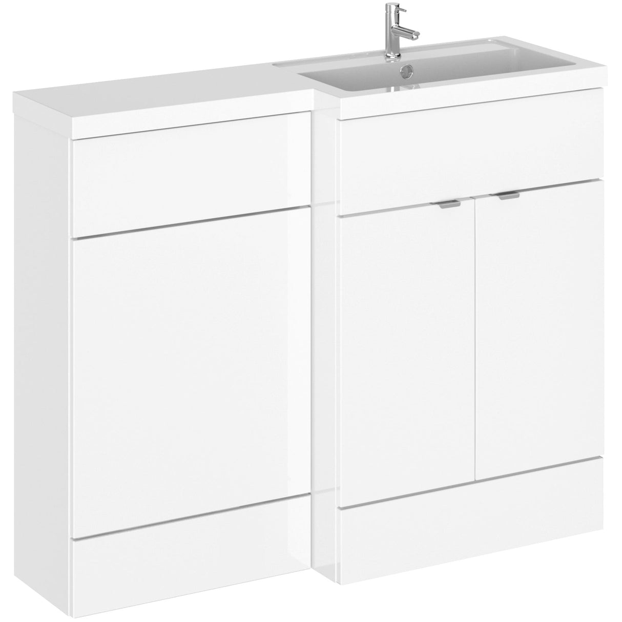 Hudson Reed Fusion Full Depth Toilet & Basin Suite, 2 Door Vanity Unit (600mm), W1100mm Gloss White CBI103