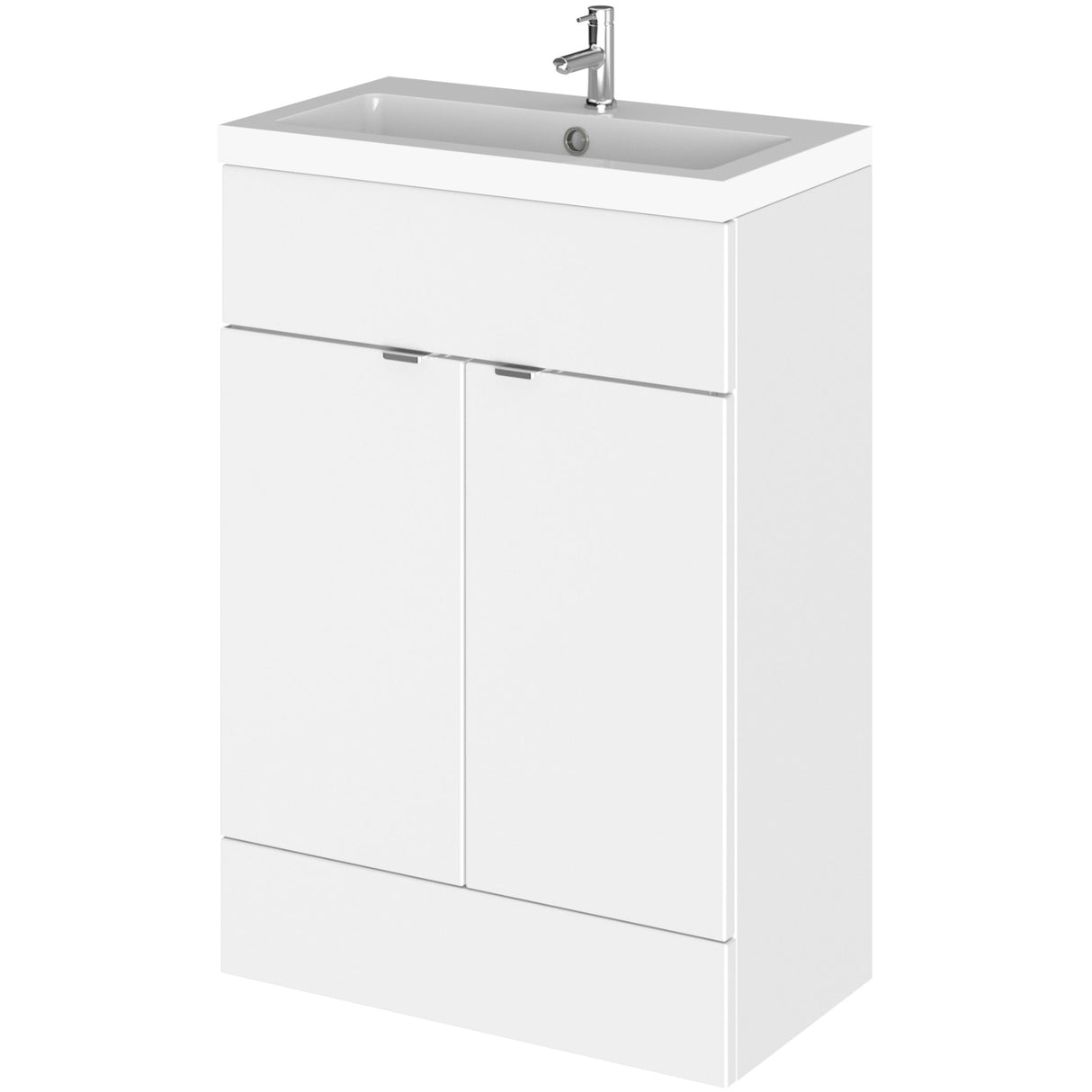 Hudson Reed Fusion 600mm Full Depth Basin Vanity Unit & Basin, 2 Doors Gloss White CBI107