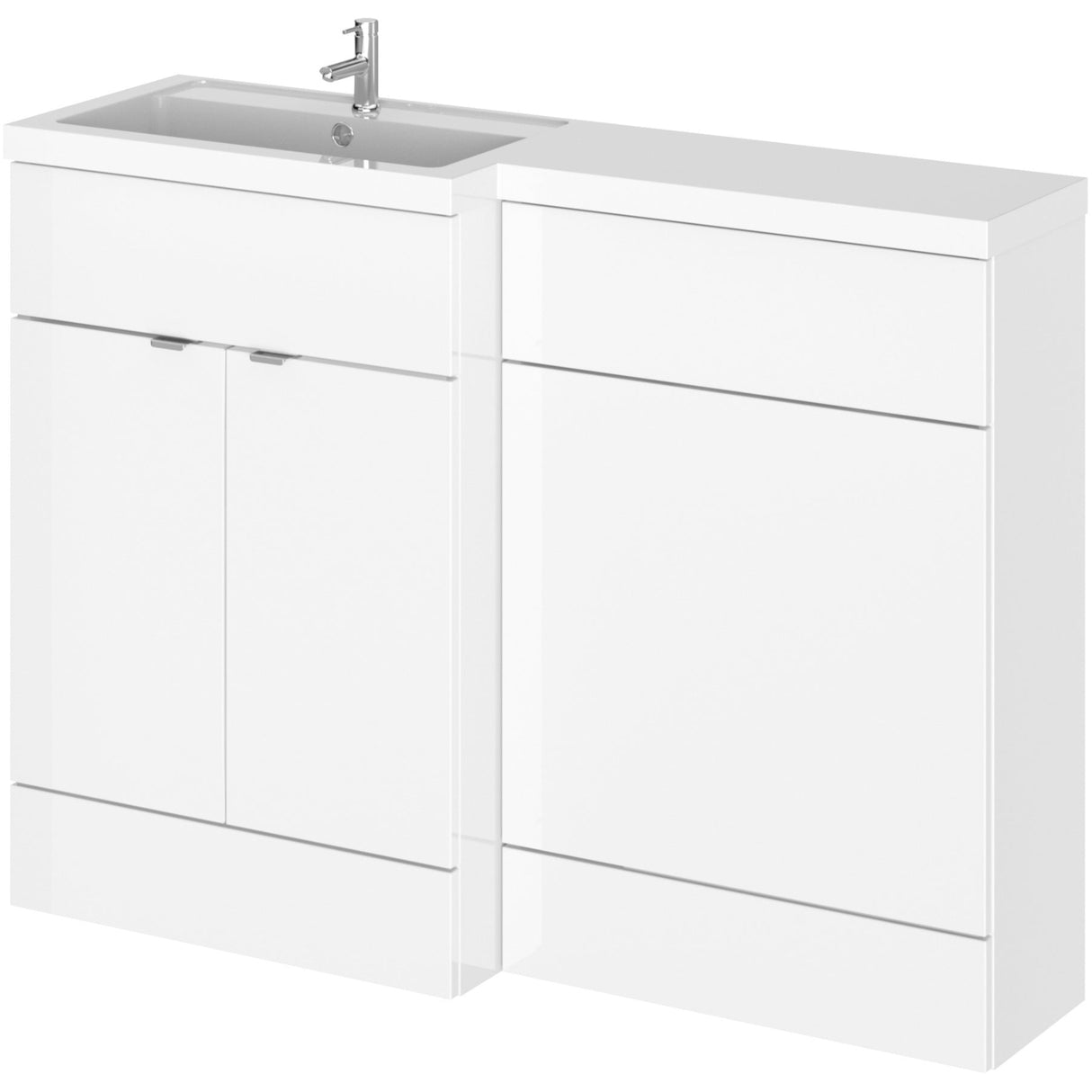 Hudson Reed Fusion Full Depth Toilet & Basin Suite, 2 Door Vanity Unit (600mm), W1200mm Gloss White CBI109