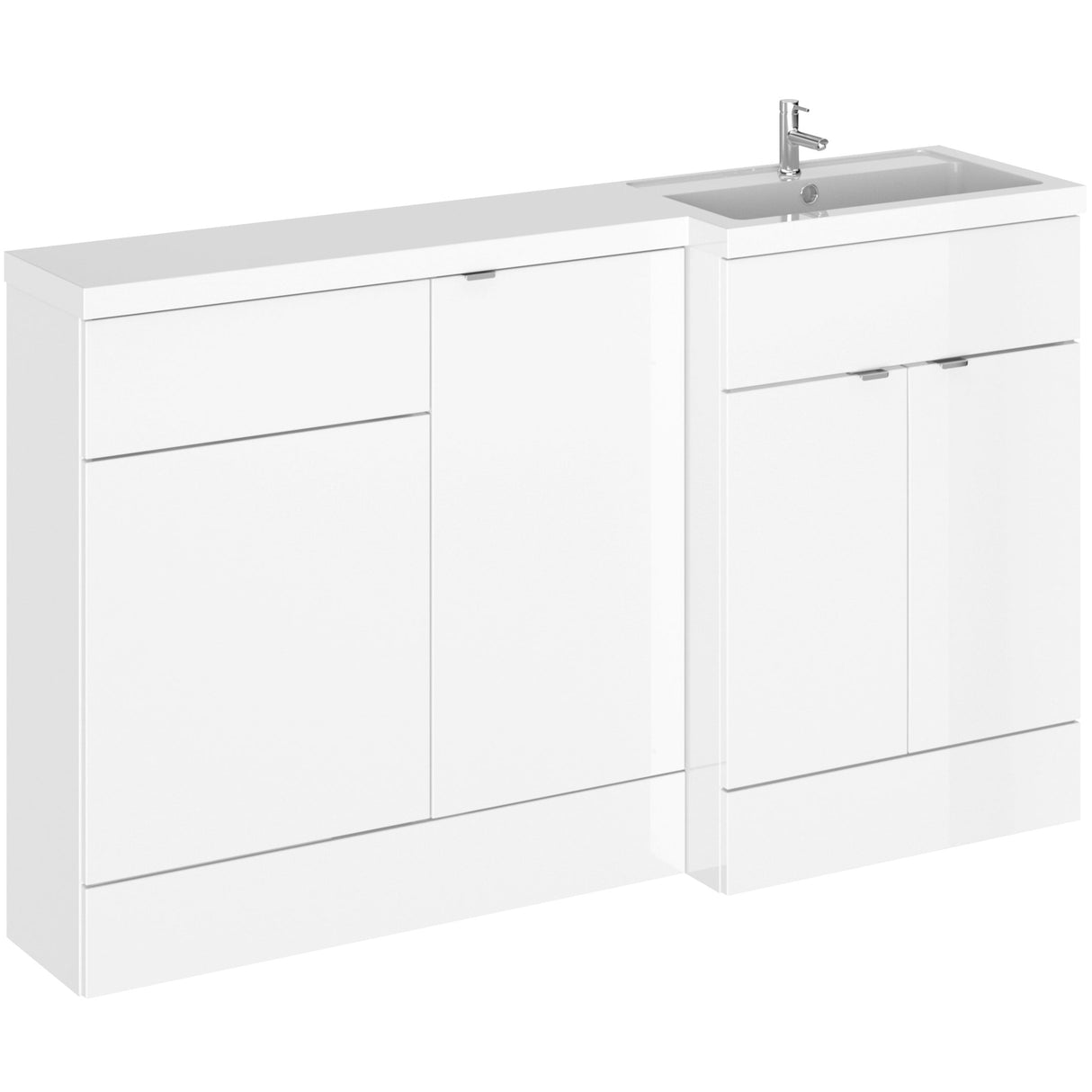 Hudson Reed Fusion 1500mm Full Depth Toilet & Basin Suite, 3 Door Vanity Unit (600mm) Gloss White CBI116