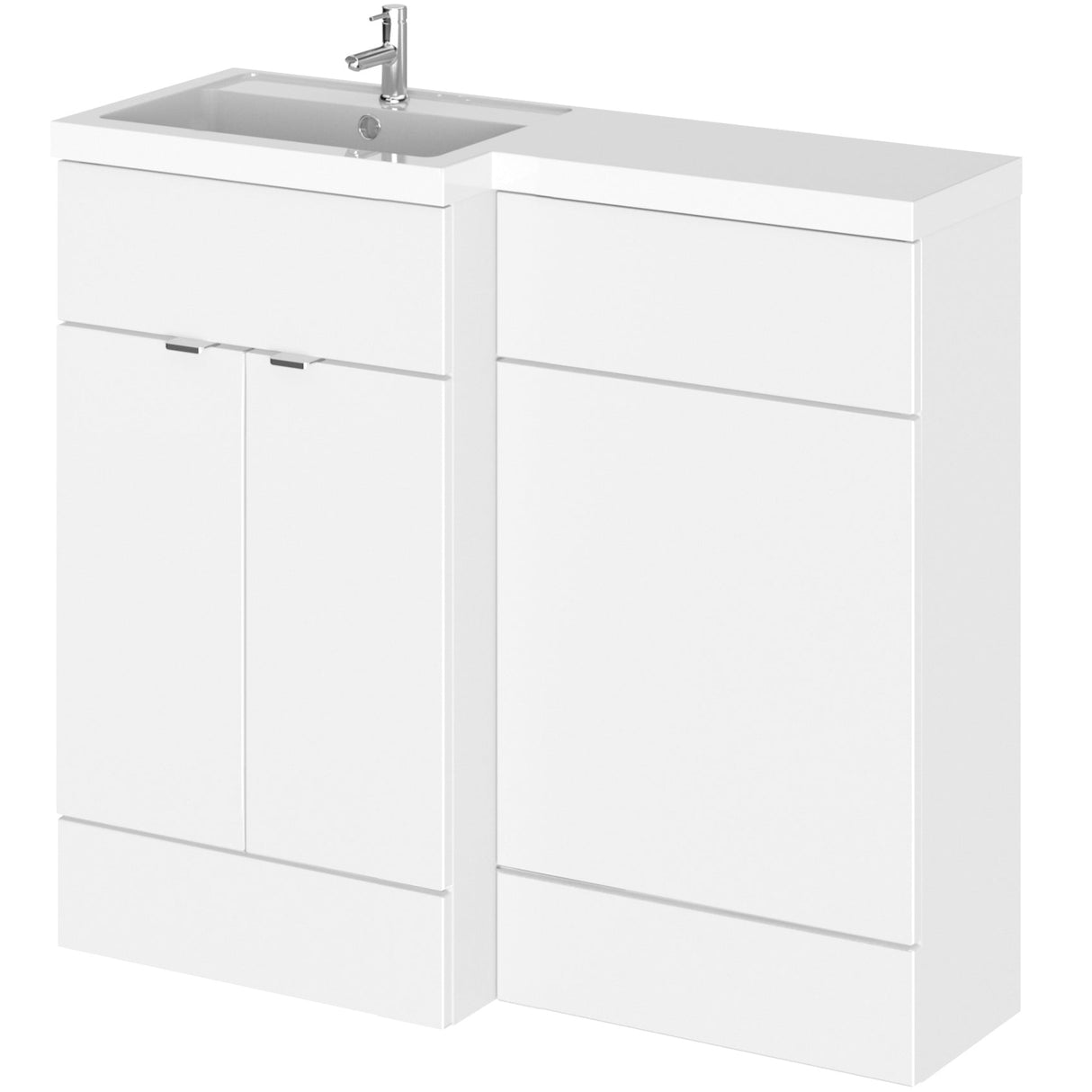 Hudson Reed Fusion Full Depth Toilet & Basin Suite, 2 Door Vanity Unit (500mm), W1000mm Gloss White CBI126