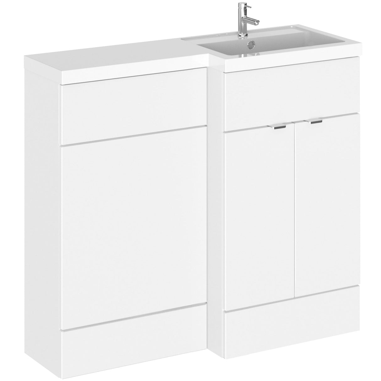 Hudson Reed Fusion Full Depth Toilet & Basin Suite, 2 Door Vanity Unit (500mm), W1000mm Gloss White CBI127