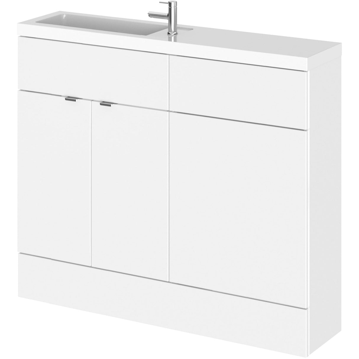 Hudson Reed Fusion Slimline Toilet & Basin Suite, 2 Door Vanity Unit (500mm), W1000mm Gloss White CBI142