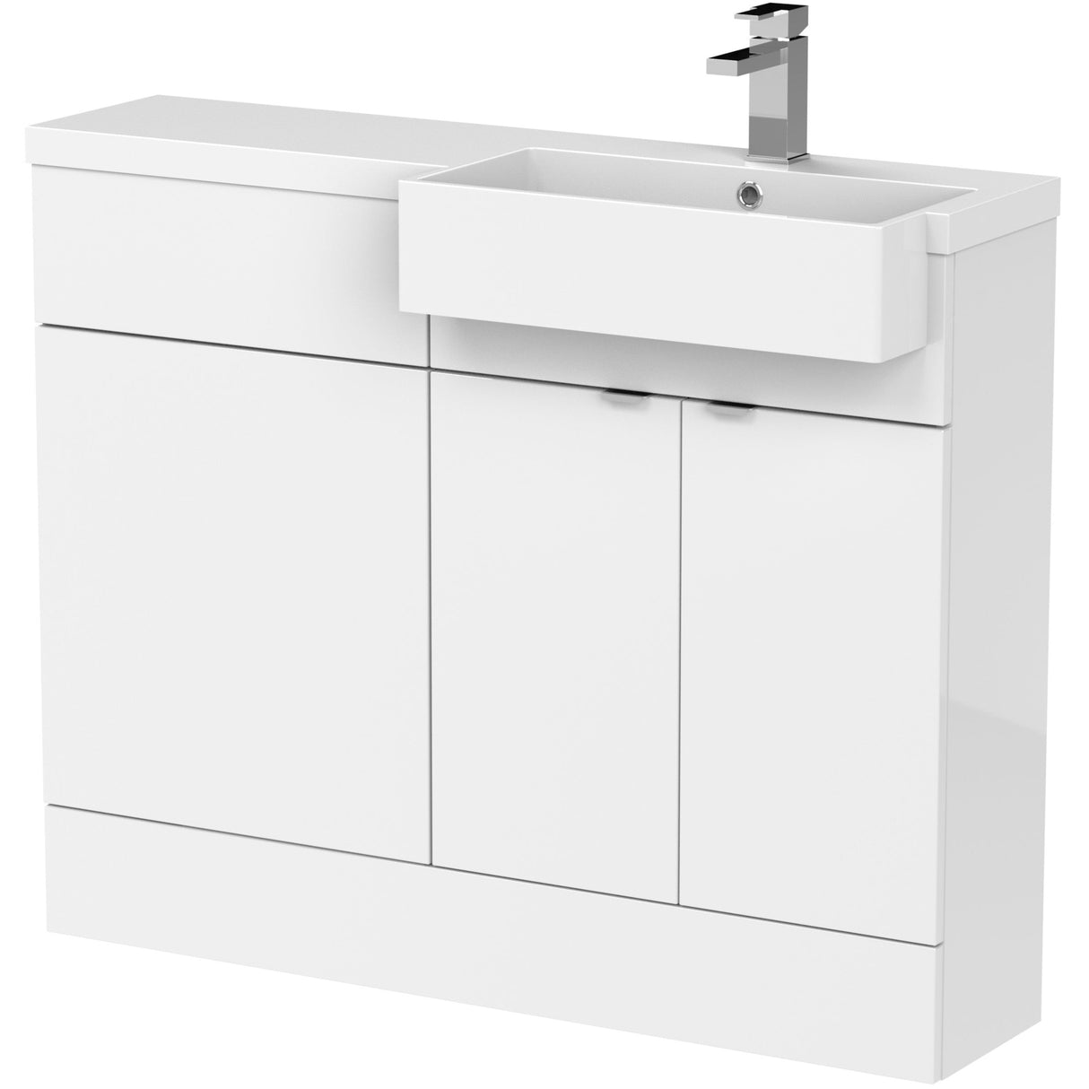 Hudson Reed Fusion Square Semi-Recessed Toilet & Basin Suite, 2 Door Vanity Unit (600mm), W1100mm Gloss White CBI151