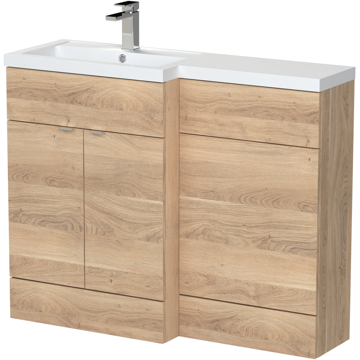 Hudson Reed Fusion Full Depth Toilet & Basin Suite, 2 Door Vanity Unit (600mm), W1100mm Bleached Oak CBI3002