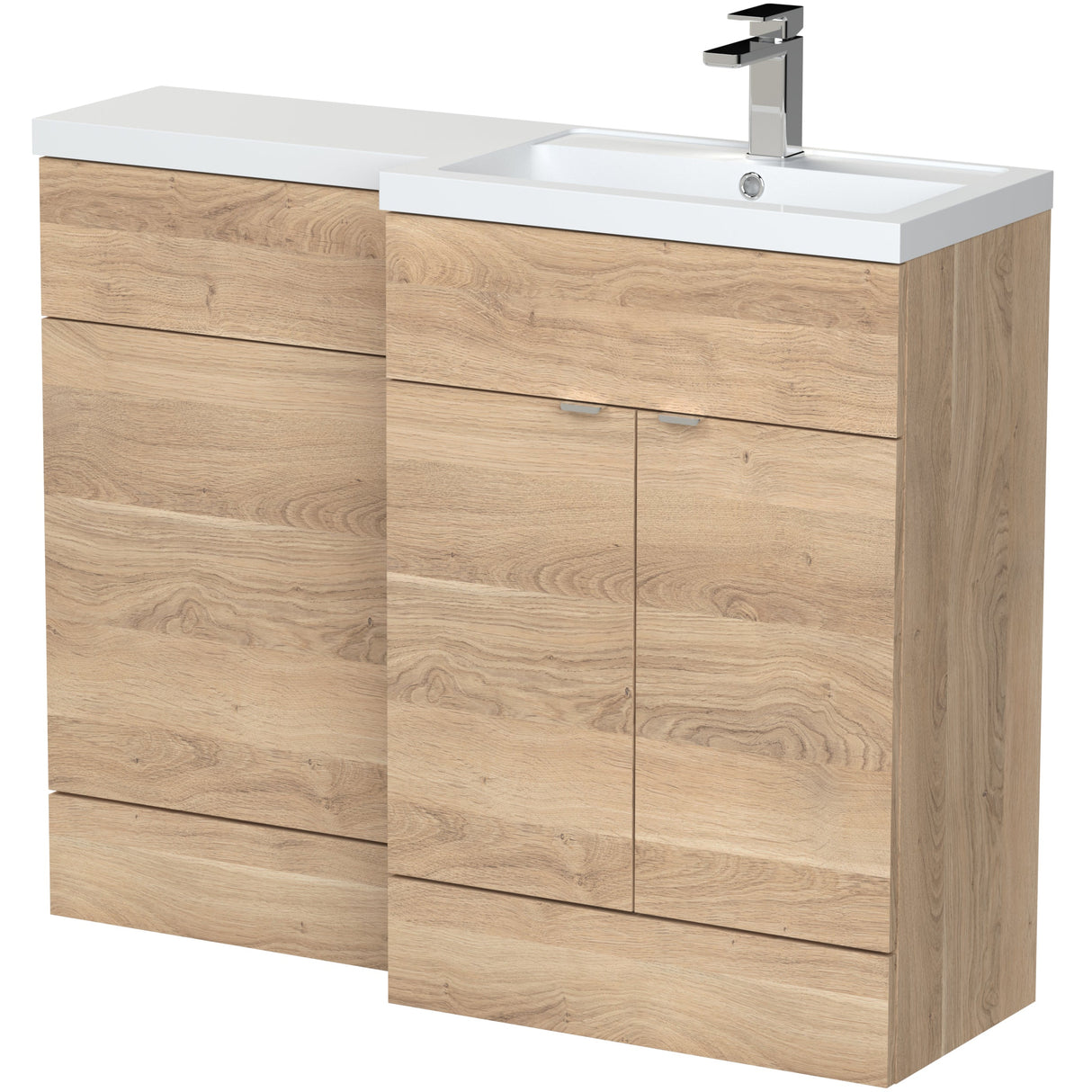 Hudson Reed Fusion Full Depth Toilet & Basin Suite, 2 Door Vanity Unit (600mm), W1100mm Bleached Oak CBI3003
