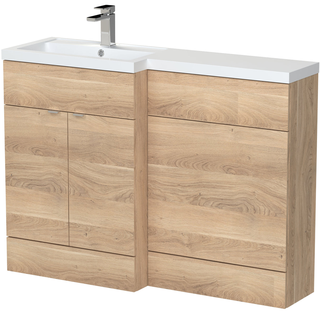Hudson Reed Fusion Full Depth Toilet & Basin Suite, 2 Door Vanity Unit (600mm), W1200mm Bleached Oak CBI3009