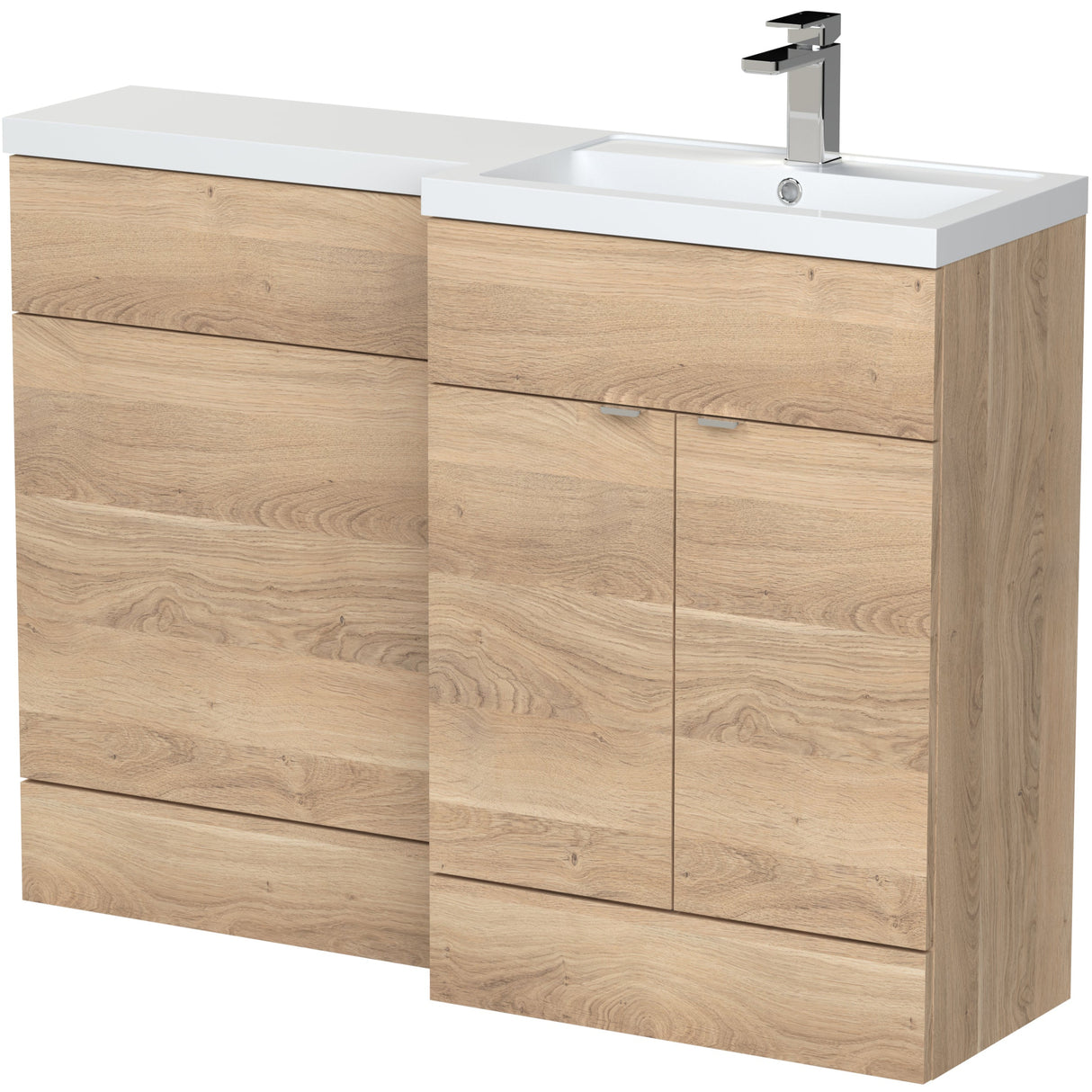 Hudson Reed Fusion Full Depth Toilet & Basin Suite, 2 Door Vanity Unit (600mm), W1200mm Bleached Oak CBI3010
