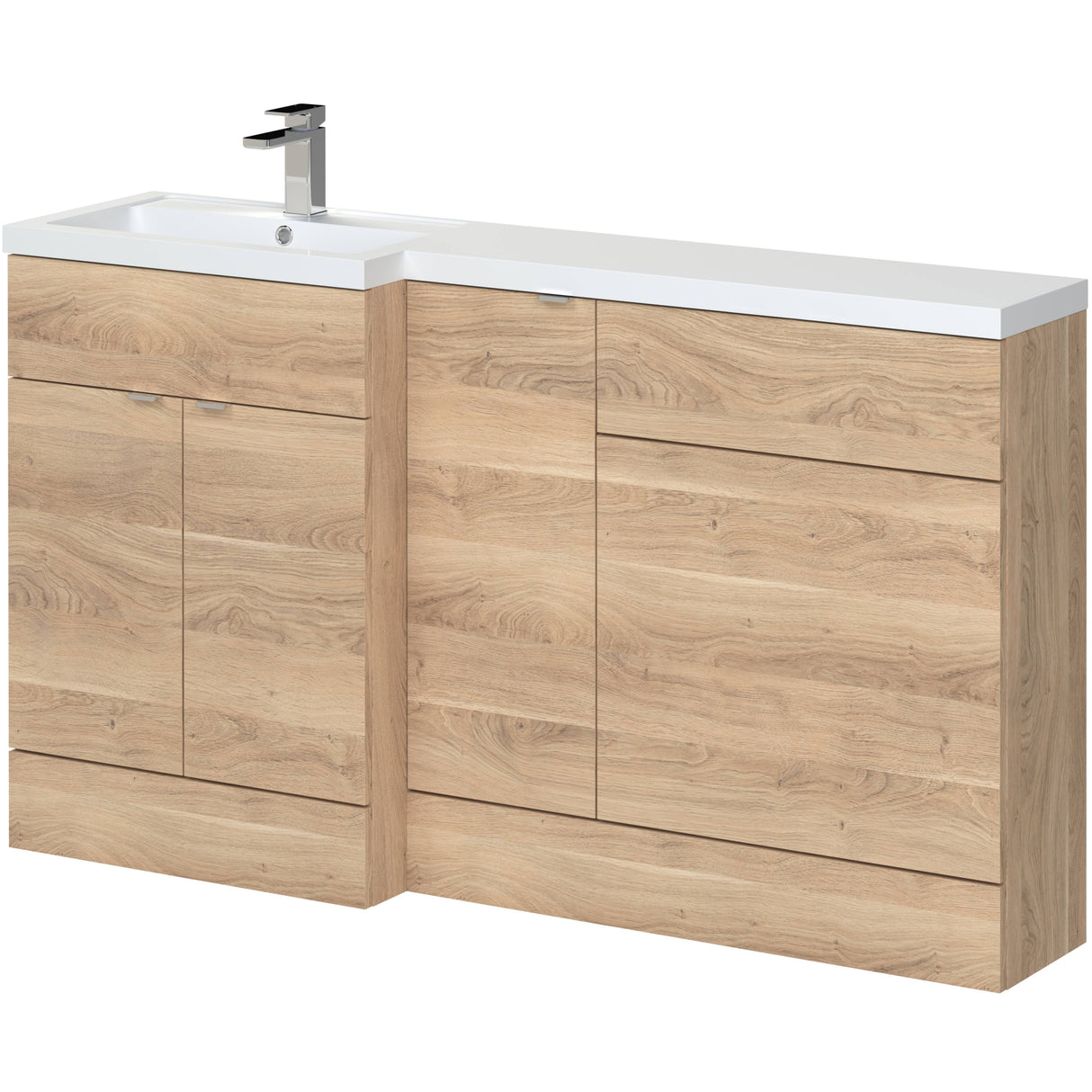 Hudson Reed Fusion 1500mm Full Depth Toilet & Basin Suite, WC Unit (600mm) Bleached Oak CBI3013