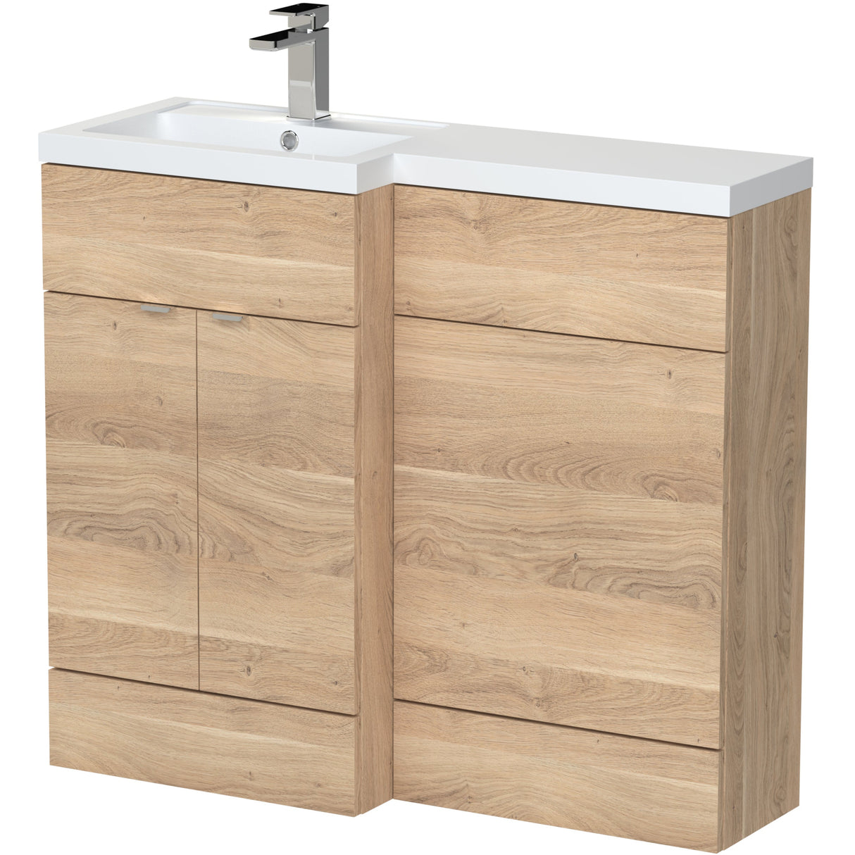 Hudson Reed Fusion Full Depth Toilet & Basin Suite, 2 Door Vanity Unit (500mm), W1000mm Bleached Oak CBI3026