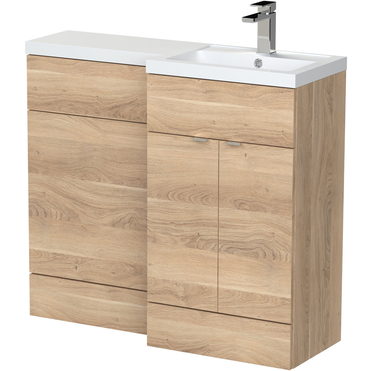 Hudson Reed Fusion Full Depth Toilet & Basin Suite, 2 Door Vanity Unit (500mm), W1000mm Bleached Oak CBI3027