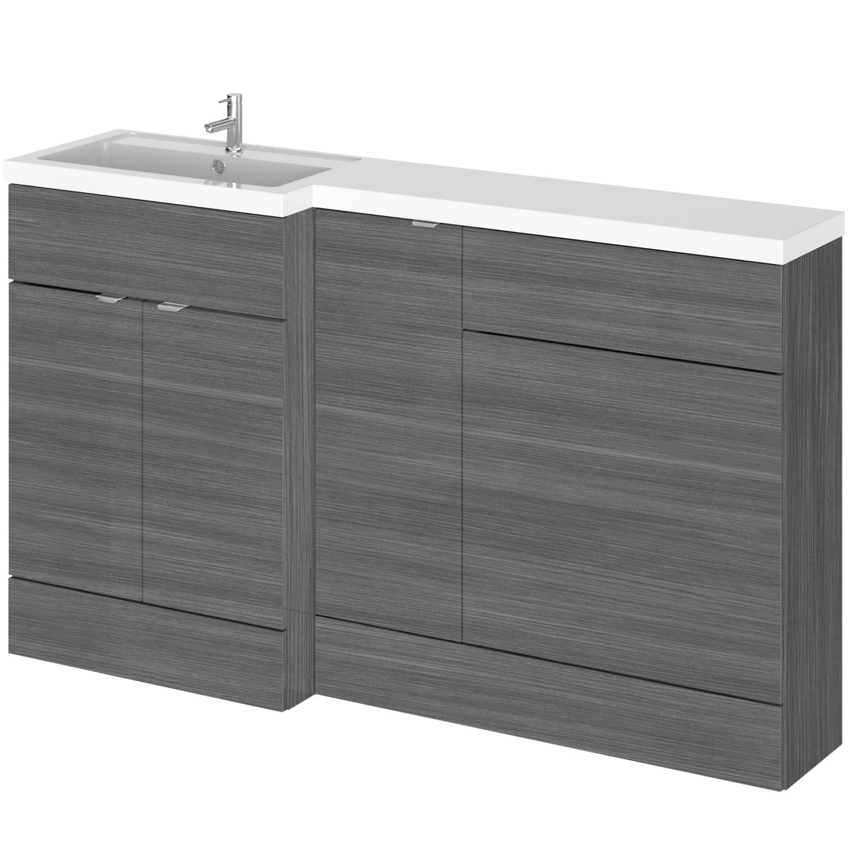 Hudson Reed Fusion 1500mm Full Depth Toilet & Basin Suite, WC Unit (600mm) Anthracite Woodgrain CBI513