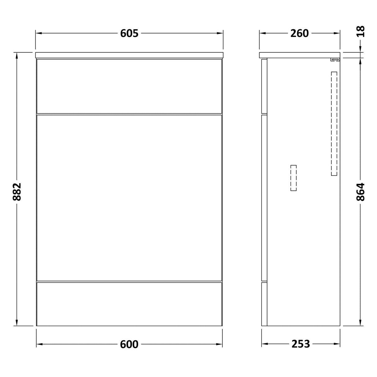 Hudson Reed Fusion Slimline 600mm WC Unit & Top Anthracite Woodgrain CBI519A LD