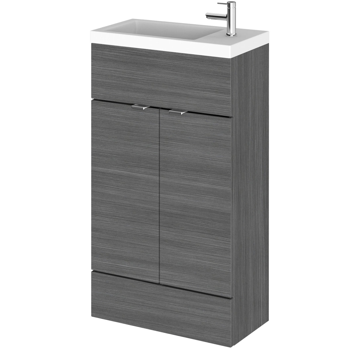 Hudson Reed Fusion Slimline 500mm Freestanding 2 Door Basin Vanity Unit & Basin Anthracite Woodgrain CBI522