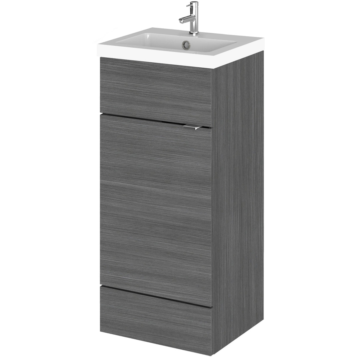 Hudson Reed Fusion 400mm Full Depth Basin Vanity Unit & Basin, 1 Door Anthracite Woodgrain CBI523