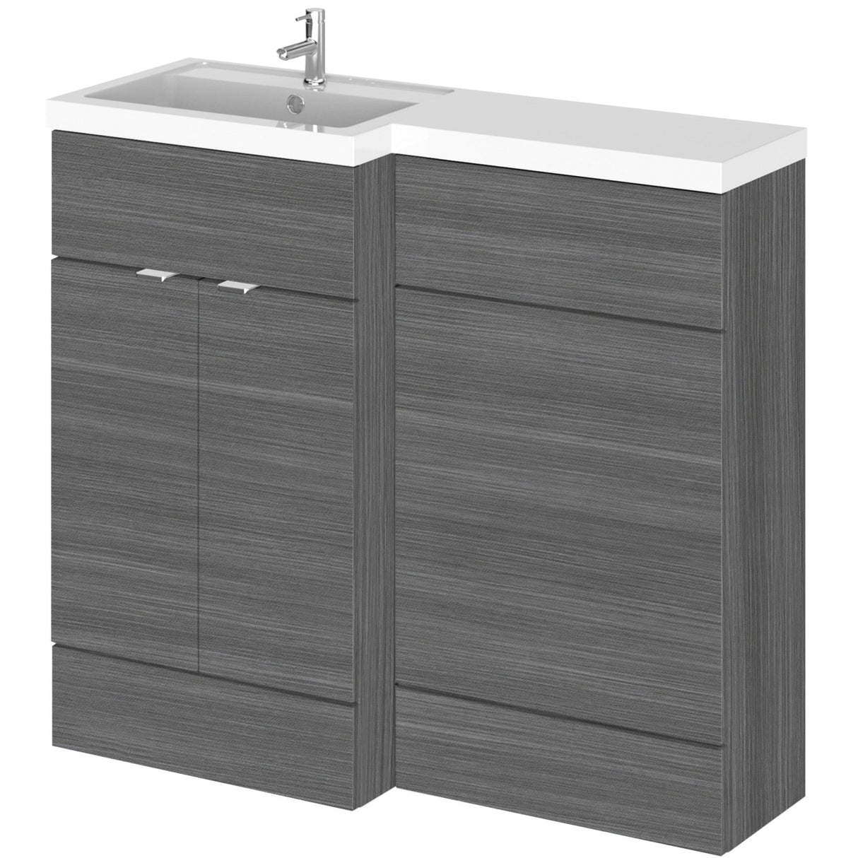 Hudson Reed Fusion Full Depth Toilet & Basin Suite, 2 Door Vanity Unit (500mm), W1000mm Anthracite Woodgrain CBI526