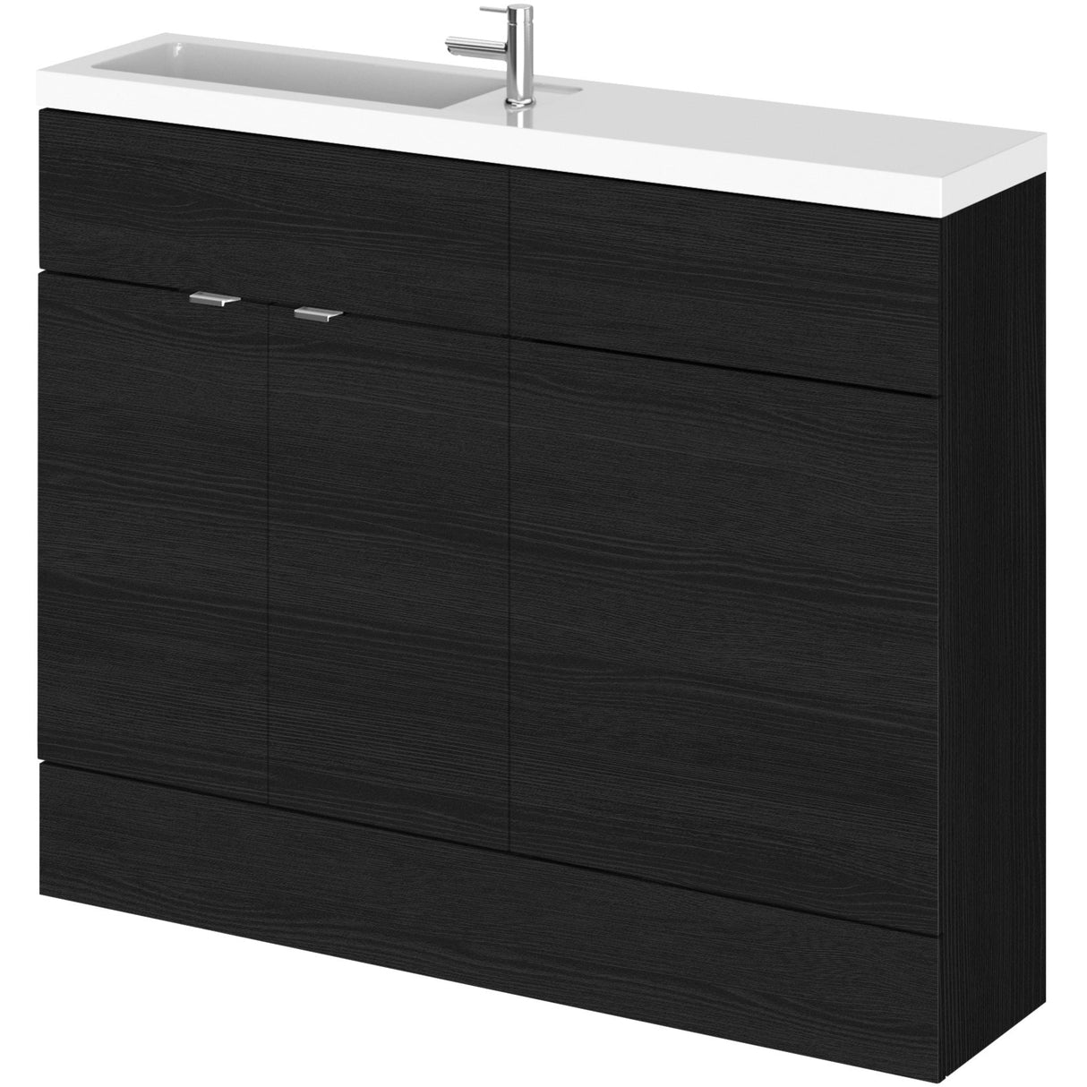 Hudson Reed Fusion Slimline Toilet & Basin Suite, 2 Door Vanity Unit (600mm), W1100mm Charcoal Black CBI601