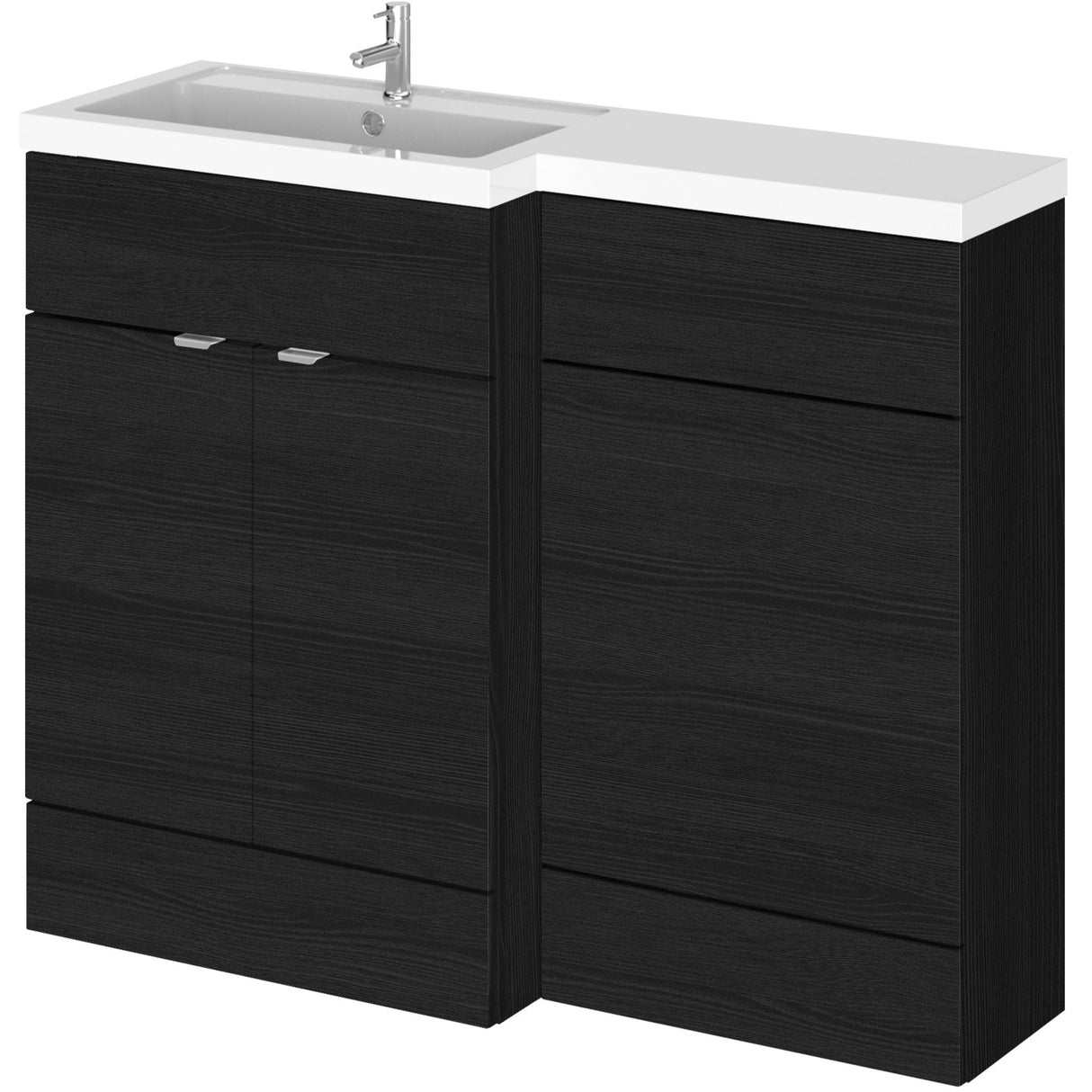 Hudson Reed Fusion Full Depth Toilet & Basin Suite, 2 Door Vanity Unit (600mm), W1100mm Charcoal Black CBI602