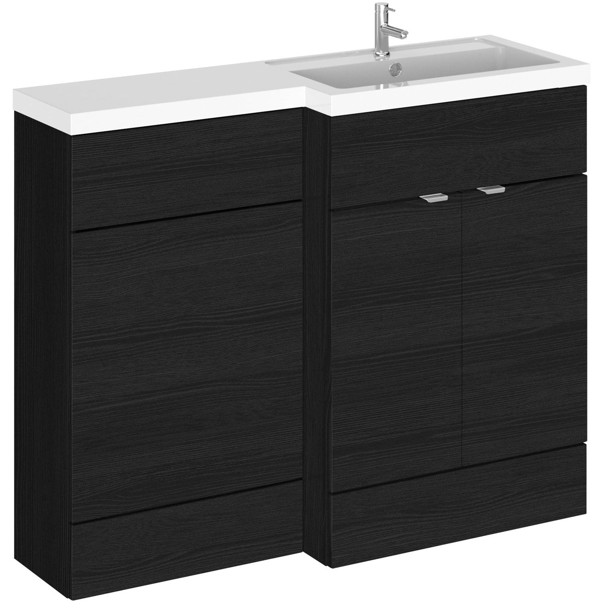 Hudson Reed Fusion Full Depth Toilet & Basin Suite, 2 Door Vanity Unit (600mm), W1100mm Charcoal Black CBI603