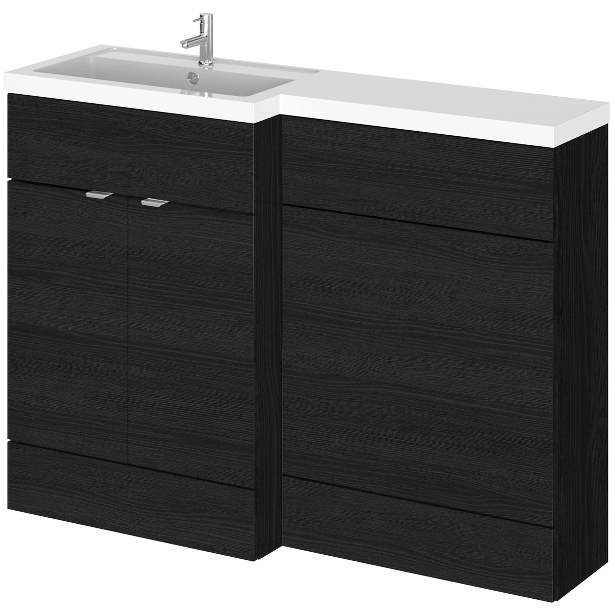 Hudson Reed Fusion Full Depth Toilet & Basin Suite, 2 Door Vanity Unit (600mm), W1200mm Charcoal Black CBI609