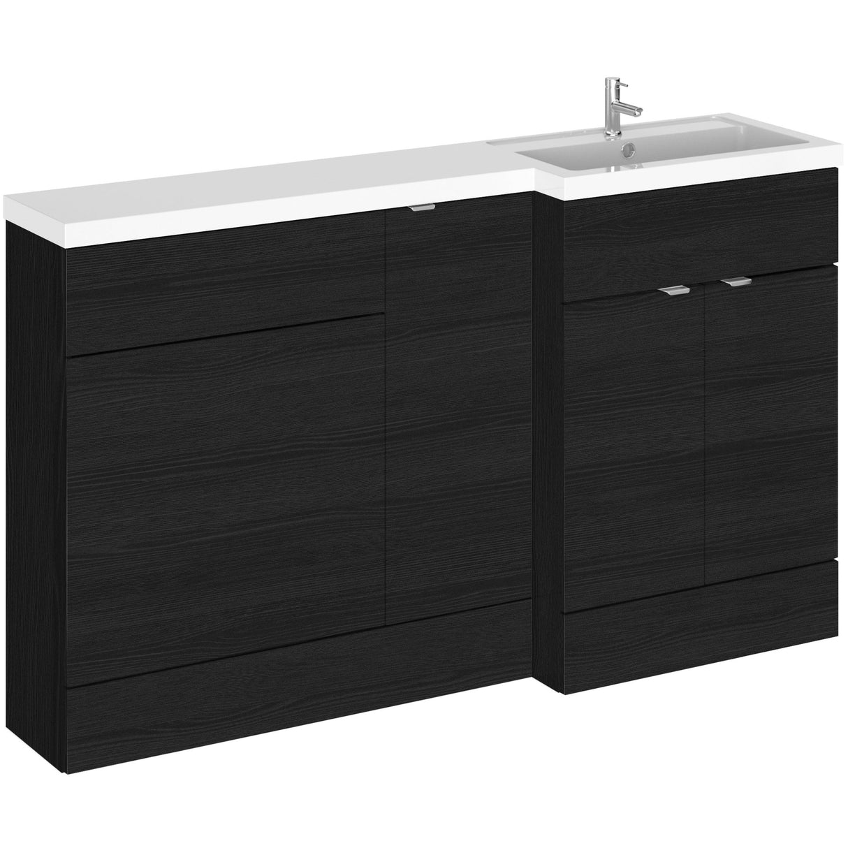 Hudson Reed Fusion 1500mm Full Depth Toilet & Basin Suite, WC Unit (600mm) Charcoal Black CBI614