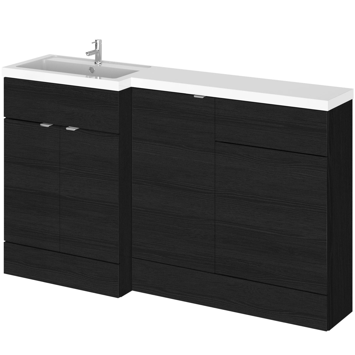 Hudson Reed Fusion 1500mm Full Depth Toilet & Basin Suite, 3 Door Vanity Unit (600mm) Charcoal Black CBI615