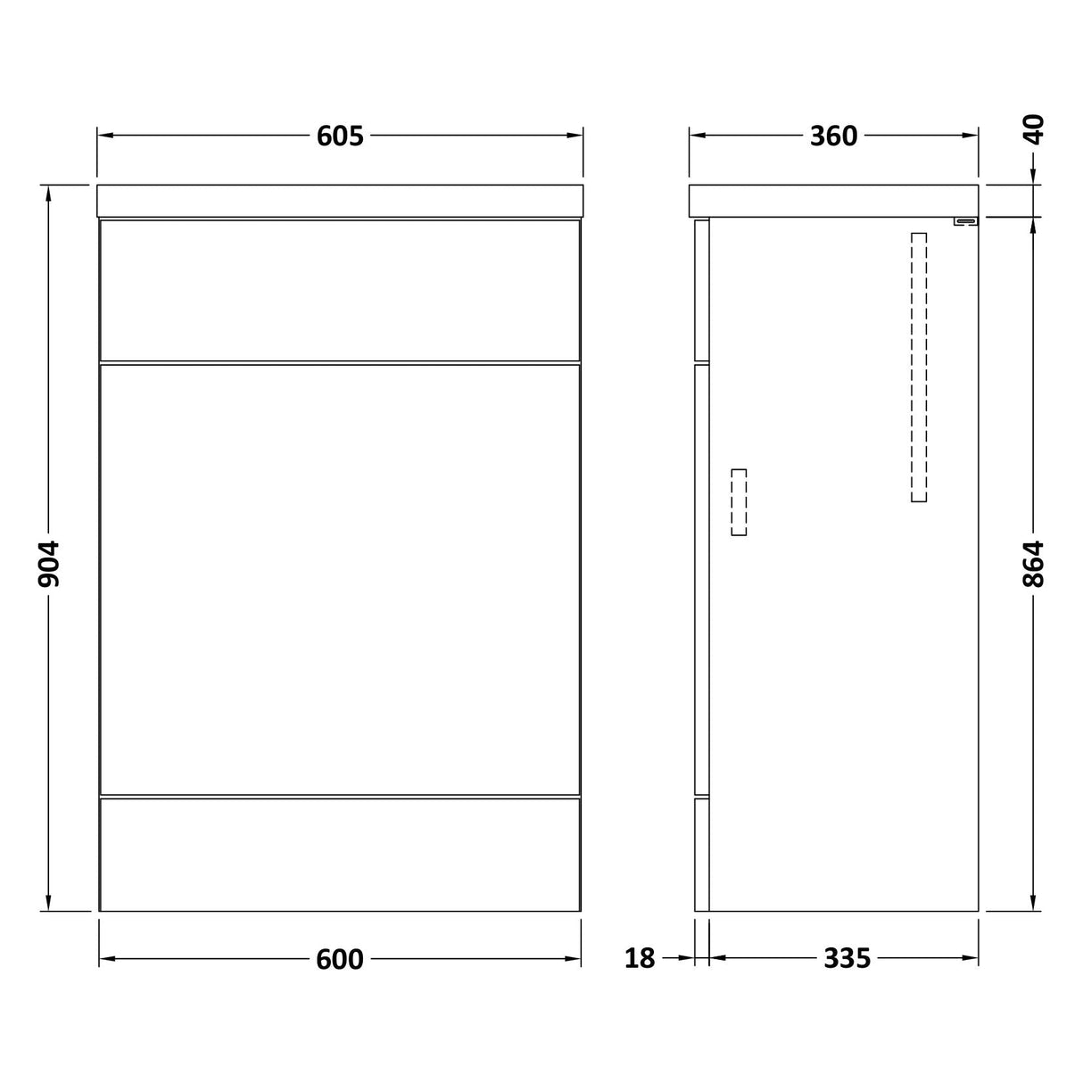 Hudson Reed Fusion Full Depth 600mm WC Unit & Top Charcoal Black CBI620 LD