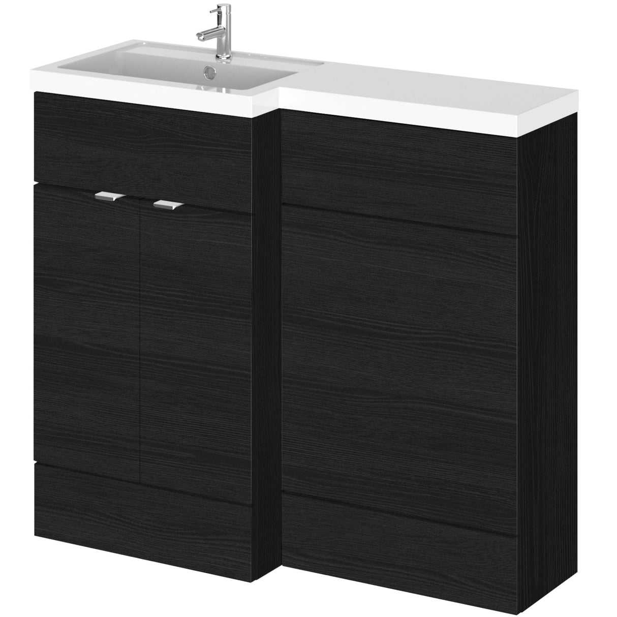 Hudson Reed Fusion Full Depth Toilet & Basin Suite, 2 Door Vanity Unit (500mm), W1000mm Charcoal Black CBI626