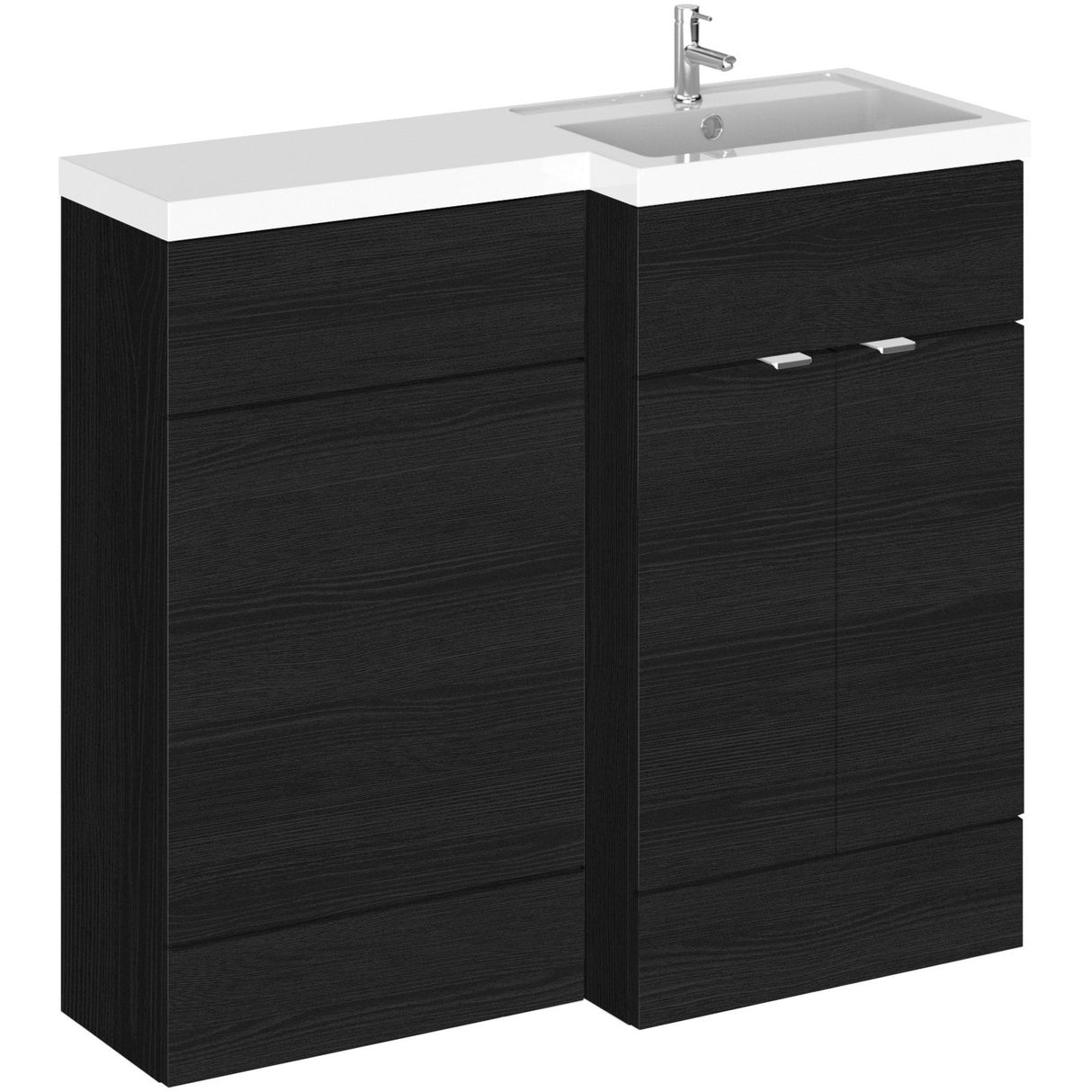 Hudson Reed Fusion Full Depth Toilet & Basin Suite, 2 Door Vanity Unit (500mm), W1000mm Charcoal Black CBI627