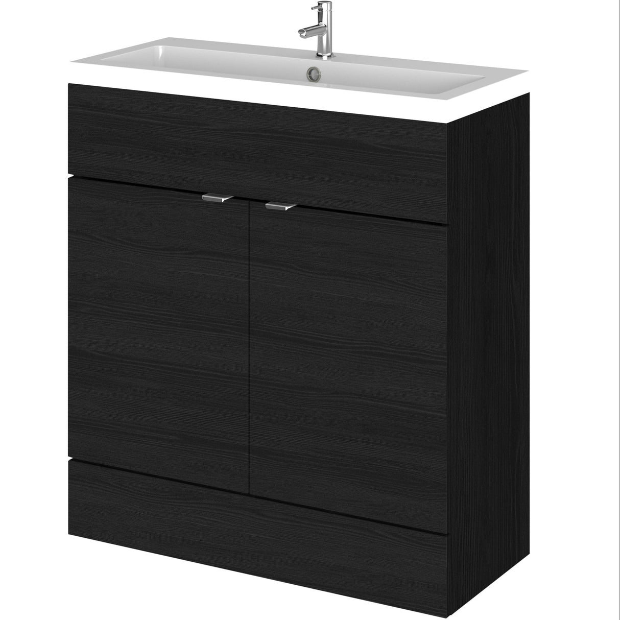 Hudson Reed Fusion 800mm Full Depth Basin Vanity Unit & Basin, 2 Doors Charcoal Black CBI628