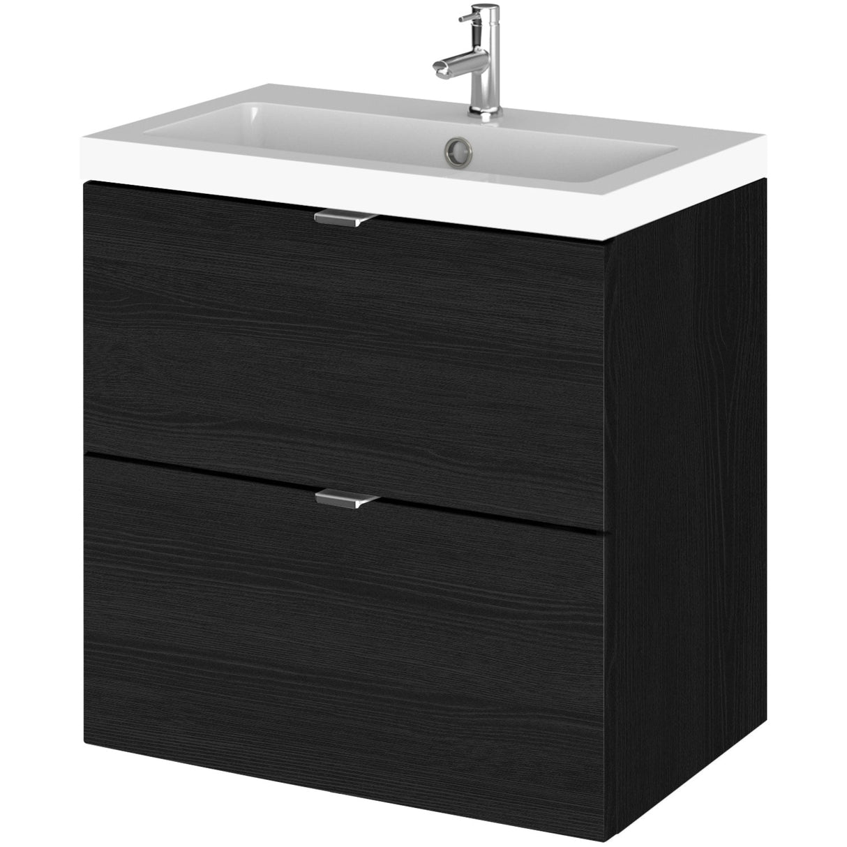 Hudson Reed Fusion 500mm Full Depth Wall Hung Basin Vanity Unit & Basin, 2 Drawers Charcoal Black CBI641