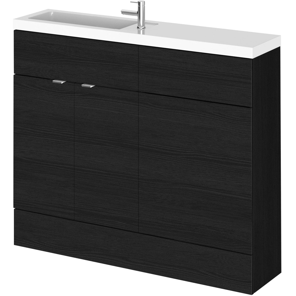 Hudson Reed Fusion Slimline Toilet & Basin Suite, 2 Door Vanity Unit (500mm), W1000mm Charcoal Black CBI642