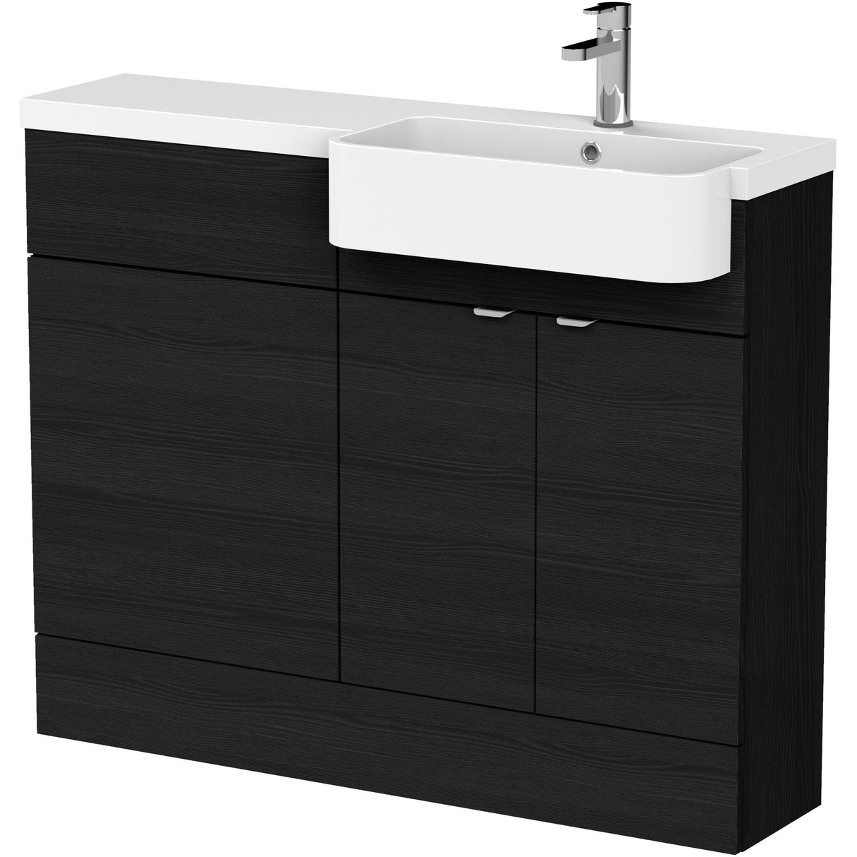 Hudson Reed Fusion Round Semi-Recessed Toilet & Basin Suite, 2 Door Vanity Unit (600mm), W1100mm Charcoal Black CBI647