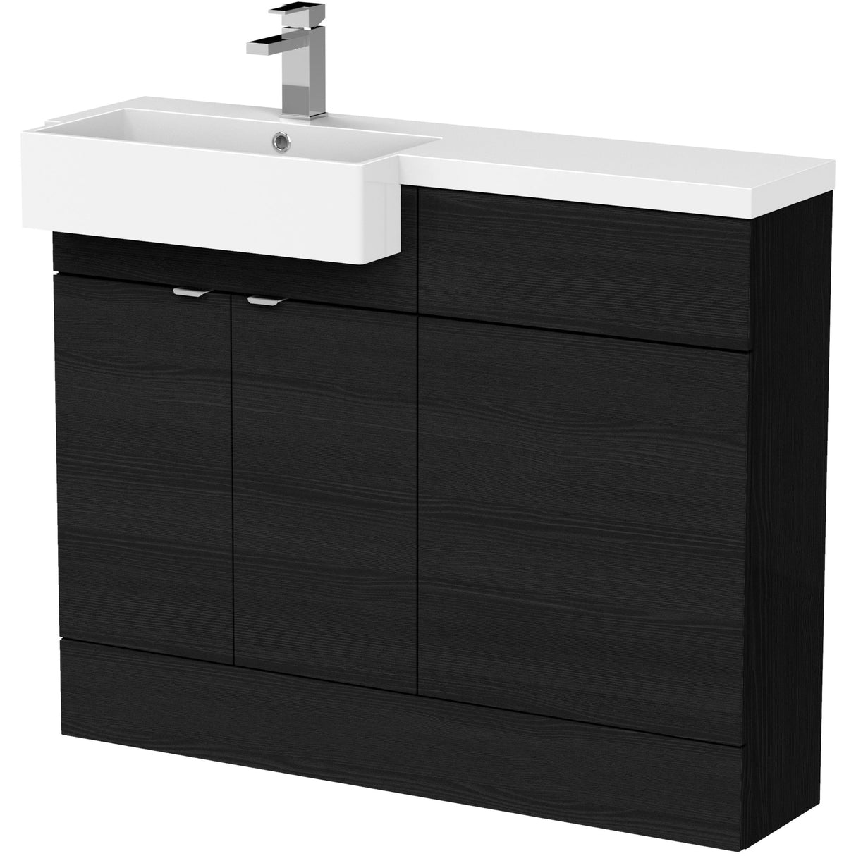 Hudson Reed Fusion Square Semi-Recessed Toilet & Basin Suite, 2 Door Vanity Unit (600mm), W1100mm Charcoal Black CBI650