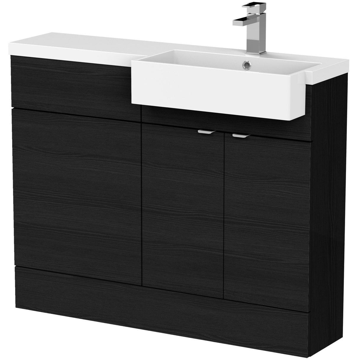 Hudson Reed Fusion Square Semi-Recessed Toilet & Basin Suite, 2 Door Vanity Unit (600mm), W1100mm Charcoal Black CBI651