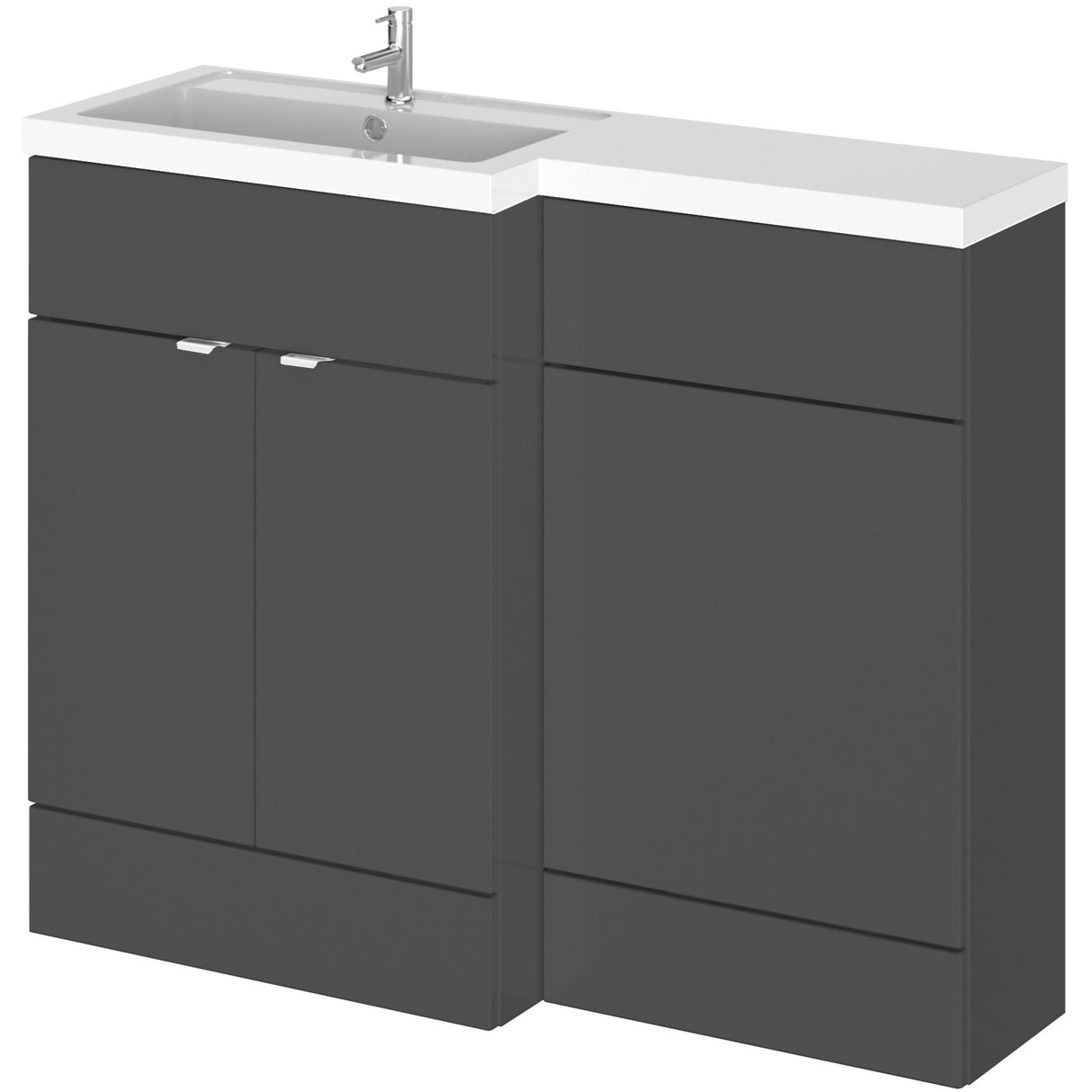 Hudson Reed Fusion Full Depth Toilet & Basin Suite, 2 Door Vanity Unit (600mm), W1100mm Gloss Grey CBI902