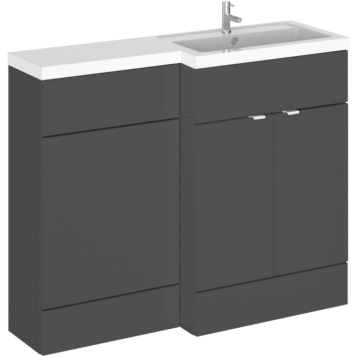 Hudson Reed Fusion Full Depth Toilet & Basin Suite, 2 Door Vanity Unit (600mm), W1100mm Gloss Grey CBI903
