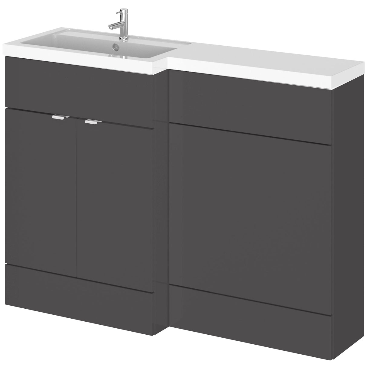 Hudson Reed Fusion Full Depth Toilet & Basin Suite, 2 Door Vanity Unit (600mm), W1200mm Gloss Grey CBI909