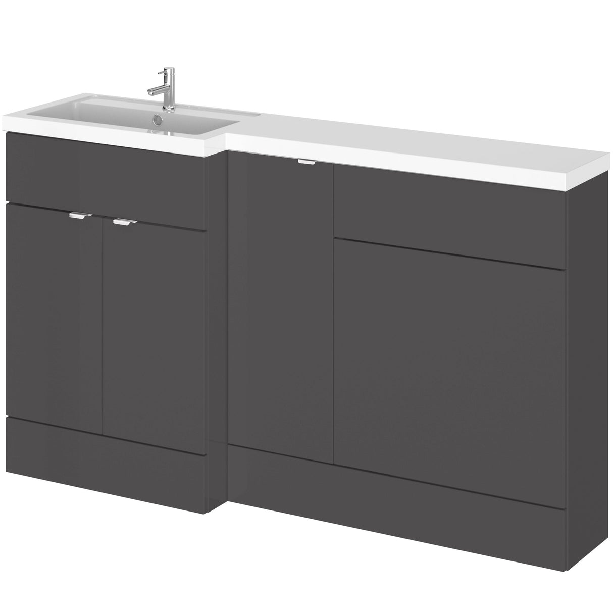 Hudson Reed Fusion 1500mm Full Depth Toilet & Basin Suite, WC Unit (600mm) Gloss Grey CBI913
